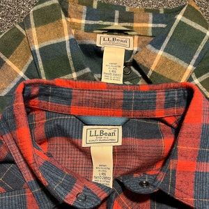 L.L. Bean Flannel Snap Button Down Shirts - 2 for 1 Offer - Size Large Regular